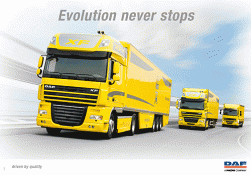 Double sided - Range 'Evolution never stops' Backside contains all - DAF axle configurations Ordernumber: DW142391